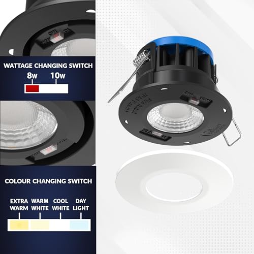 Bright Source All in One Switchable Wattage 8w/10w Integrated LED Downlight - TRIAC Dimmable - 4 Light Colour Temperatures - 2700K 3000K 4000K 6000K Warm Cool Daylight White - 3 Bezels IP65 Spotlight - Image 3
