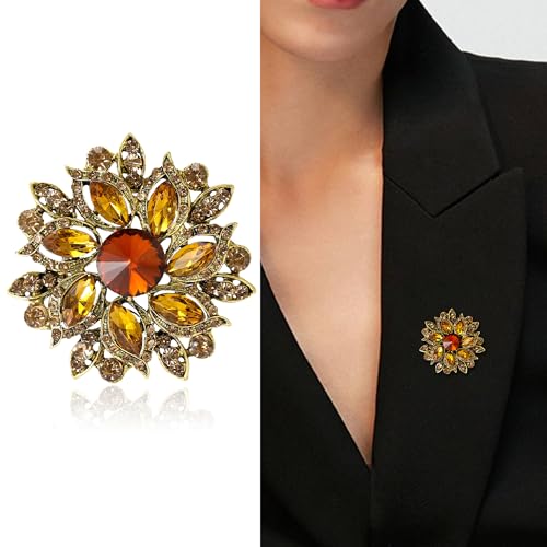 Image of Trendy Large Rhinestone Flower Brooches 8-color for Women Luxury Office Party Casual Pins Jewelry Accessories Gifts