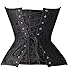 SHAPERX Women's Corset Top Lace Up Boned Sexy Halloween Costume Plus Size Overbust Steampunk with G-String, SZ1854-Black-M