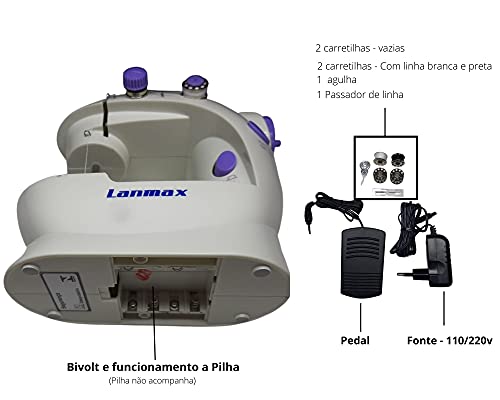 Mini Máquina De Costura Portátil Bivolt Com Mesa Extensora