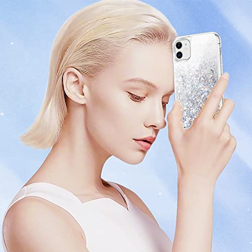 Caka Case For Iphone 11 Glitter Case For Girls Women Liquid Bling Sparkle Luxury Fashion Flowing Floating Shining Glitter Quicksand Soft Tpu Clear Cute Phone Case For Iphone 11 (Silver) #TOP6