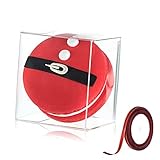 RomanticBaking 50Pack 2 x 2 x1.2 Inches Plastic Clear Single Macaron Box with Ribbon Party Favor Bak