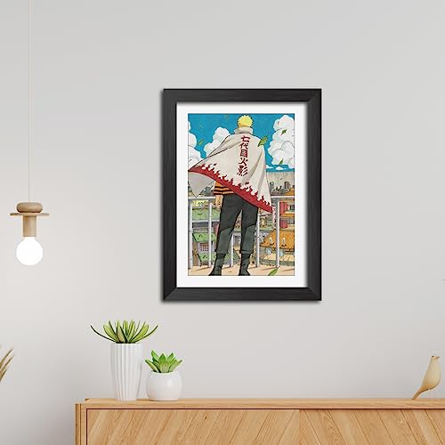 Image of TenorArts Naruto Hokage Photo Frame Laminated Poster Framed Painting with Matt Finish Black Textures (12inches x 9inches)