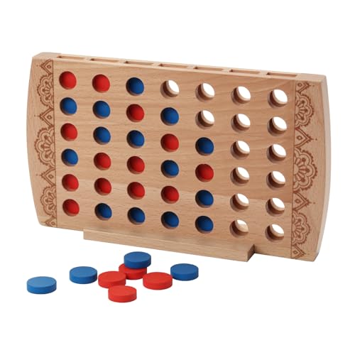 Juego de mesa 4 en línea de madera classic strategy miniatura 1