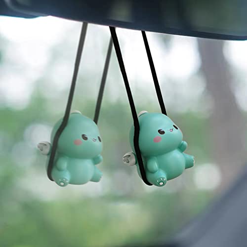 Swinging Dinosaur Car Hanging Ornament For Rear View Mirror, Cute Car Decor Accessories Interior, Car Pendant Dinosaur Hanging Swing(Green) #TOP2