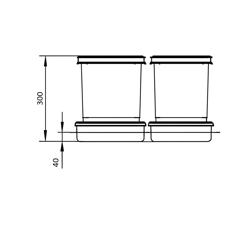 REJS Mülltrennsystem Küche für 60 cm Schrank 3-fach 52,5x49x30 cm (1x 15L + 2x 7L) mit Deckel Einbau Abfallsammler für Schubladen Küchenabfalleimer Abfalltrennung Abfallbehälter Set Silberfarben