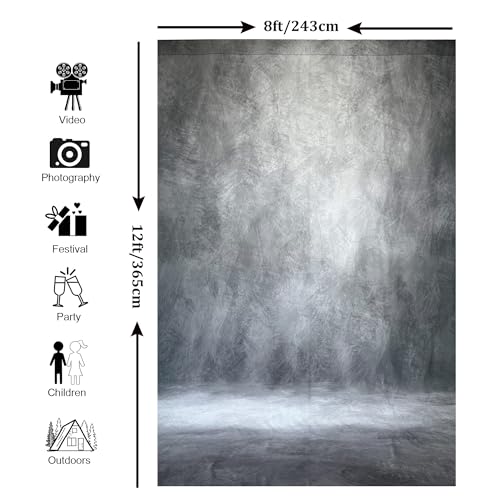 Image of Abstract Photography Backdrop for Photoshoot 8x12ft,Grey,No Stand