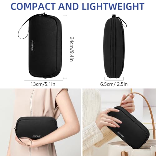 AMFUN Elektronik Organizer Tasche, Tragbar Kabelorganizer Tech Pouch Bag, Wasserresistent EDC Zubehör Kabeltasche, Hard Case Tasche für Handy Netzteil, Ladekabel, Ladestecker, Powerbank, Festplatte, S