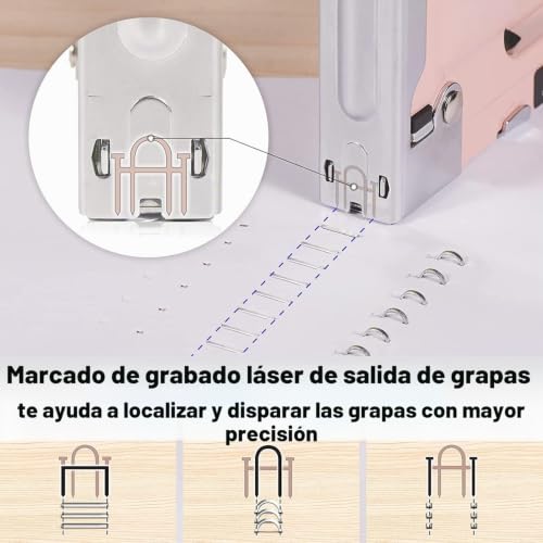 Miniatura 3 de Shall - Grapadora De Mano 3 En 1 Potente Con 3000 Pinzas, Potencia De Tiro Ajustable, Pistola Grapadora Para Carpintería, Decoración, Fijación De Cables, Con Extractor De Grapas