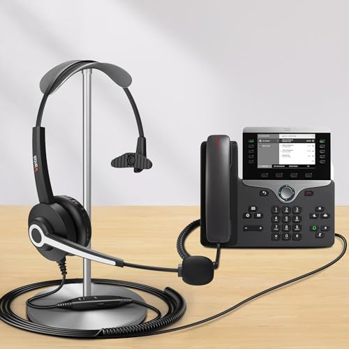 Wantek Cisco Phone Headset for Landline Office Phone,Noise Canceling Microphone and Mute Switch,Telephone Headset Compatible with Cisco IP-7940 7942 7945 7960 7962 7965 7811 7821 8811 8841 8845 8851