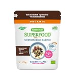 Mélange de graines de chanvre biologique myrtilles au chocolat noir - 1 Paquet de 175 g - Super aliment protéiné pour collation sucrée, smoothie - Oméga 3 végétalien, vitamine E