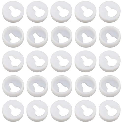 Image of 50PCS Picture Frame Accessory Latch Invisible Gourd Hanging Picture Latch White Furniture Hardware Round Latch Plastic Locking Hole Hanging Plate for Hanging Wall Art Photo Clock Logo