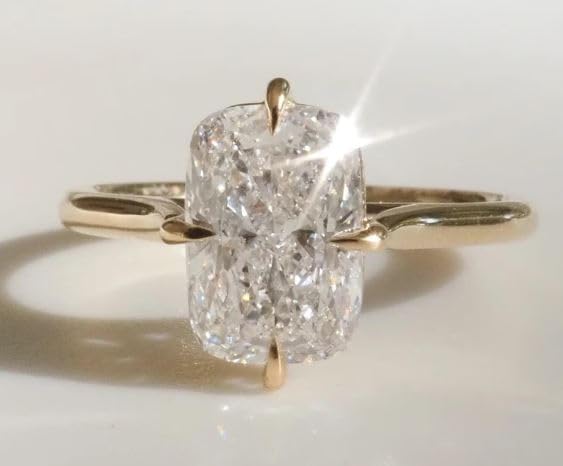 3 CT Elongated Cushion Cut Diamond Engagement Ring, 14k Solid Gold Compass Prong Cushion Cut Solitaire Ring, Solitaire Conflict Free Ring,Wedding Ring for Women,Gifted For her,Size 3-12.