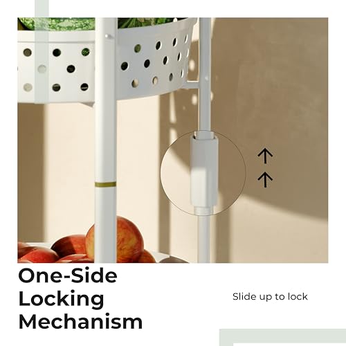Image of Lifelong Kitchen Storage Rack|3-Layer Baskets|Foldable & Rolling Storage Cart|Trolley with Wheels|Vegetable Stand|Onion, Potato & Fruits Rack for Kitchen Organizer (LLKAFB03, White)