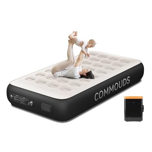 COMMOUDS Twin Air Mattress with Built-in Battery Powered Removable Pump, 13" High Inflatable Mattress, Portable Blow up Mattress, Air Bed for Camping, Home and Guest