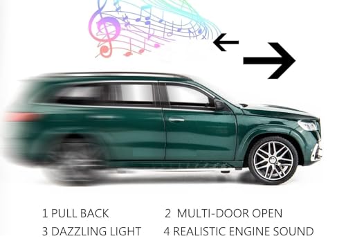 Image of Invite Diecast 1:24 MERCEDAS GLS63 Metal Pullback Toy car with Openable 6 Doors, Light Music Boys Gifts Toys (1:24 MERCEDAS GLS63 - Green)