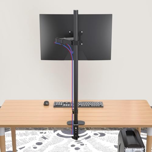 Pholiten モニターアーム シングル PCアーム ディスプレイアーム 一画面 80MM高いポール付き クランプ式 グロメット式 多角度調節 10kg高耐荷重 VESA 75x75mm 100x100mm対応 17-32インチ汎用 MD97821