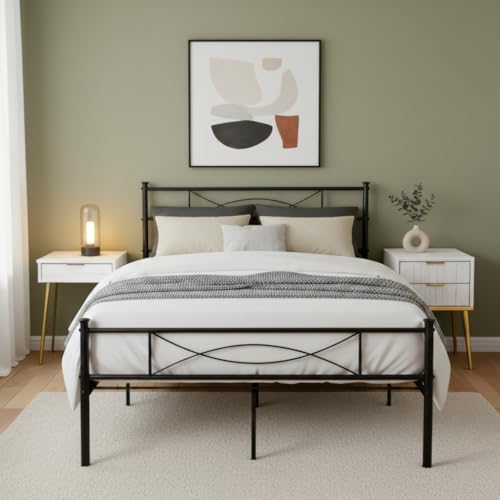 Weehom Metal Bed Frame Mattress Foundation Steel Slat Black
