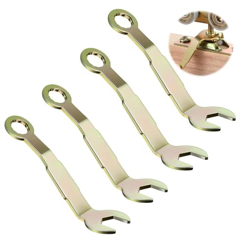 Teccfly 4 Pcs 3/8" Pivot Pocket Door Wrench Angled,Adjustable Wrench Set Angled Spanner Tool for Sliding and Bi Fold Doors,Spanners & Wrenches Heavy Duty Alloy Steel Hand Tools