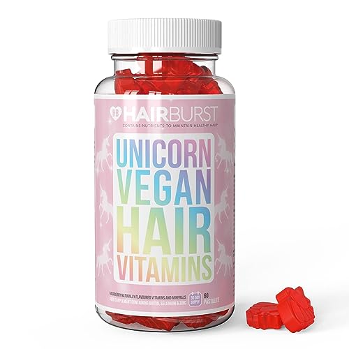 HAIR BURST Vitamines Vegan à la Biotine — 1 mois de cure - 60 Licornes - Obtiens une pousse rapide - Réduit la perte des cheveux - Pour des cheveux plus longs, forts et plus épais
