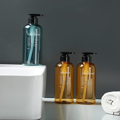 Monsully 3 Pack 300ml Shampoo Bottle Pump Dispenser, 300ml Empty Shampoo Bottles Dispenser Plastic Pump Bottles Pump Dispenser Bottles for Bathroom Kitchen(Blue)
