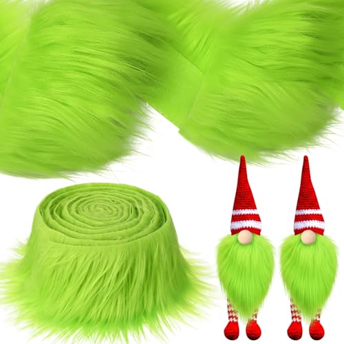 Tatuo 4 X 60 Inch Green Fake Fur Fabric for Crafts Sewing DIY
