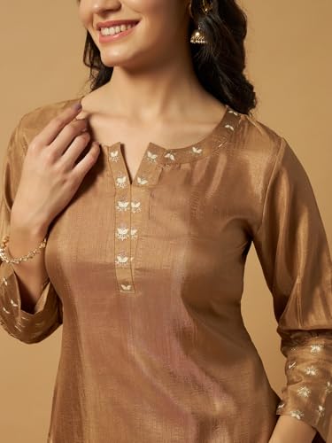 Image of Women Printed 2-Piece Silkblend Kurta & Pants Set