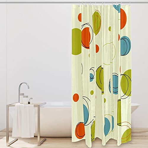 Rideau de douche imperméable à motif cercle géométrique vert bleu orange