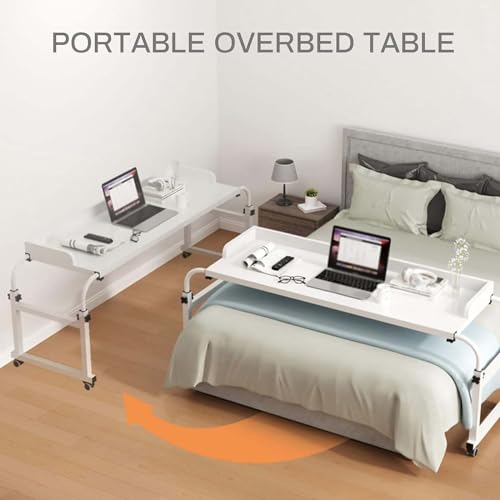 Table de lit d'hôpital inclinable, bureau de lit pour personnes âgées à roulettes - 3