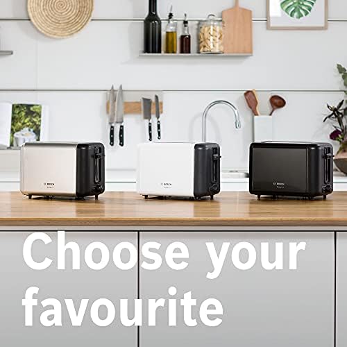 Bosch TAT3P421GB DesignLine Toaster, Stainless Steel, 970 W, White
