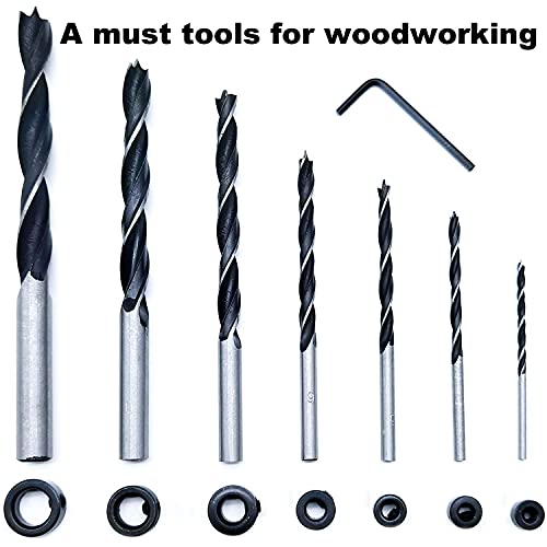 Qisf 16Pcs Brad Point Wood Drill Bit 3/4/5/6/8/10/12Mm Wood Working Drill With 3-12Mm Center Point And Stopper Perfect For Woodworking Carpentry Drilling #TOP1