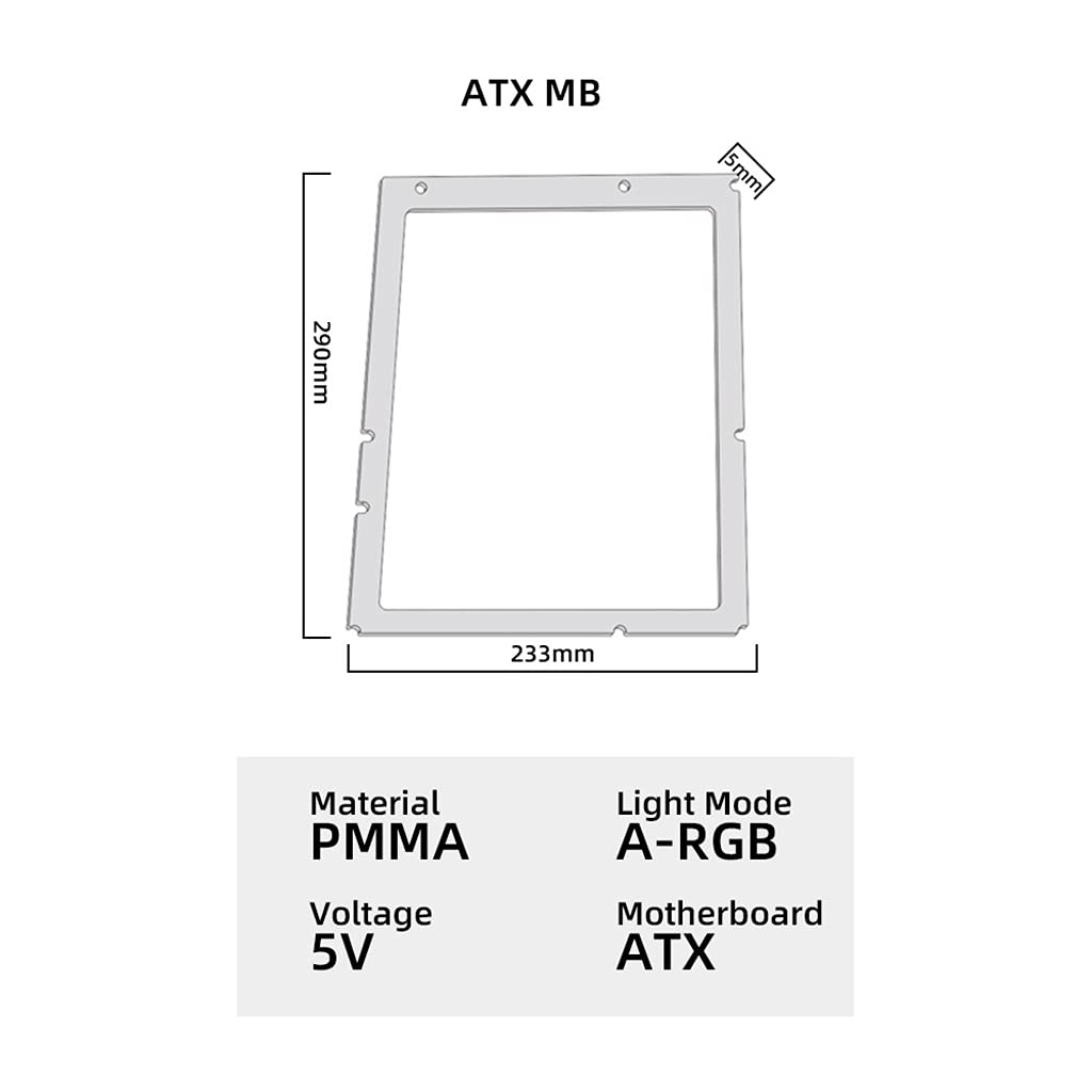PLMN - Carte mère ATX ITX MATX RGB - Plaque arrière émettant de la lumière - 5 V - 3 broches ARGB - Lampe de bureau