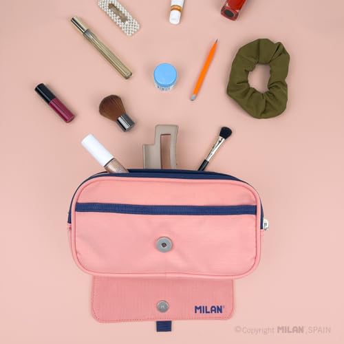 MILAN® Piórnik 4 zamki błyskawiczne z klapką 1918, różowy