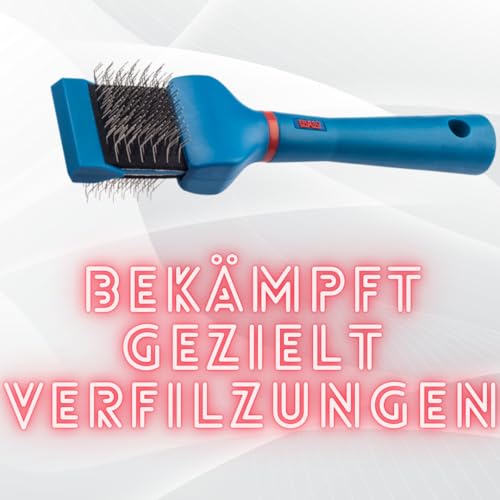 EHASO Hochwertige Fellbürste für Hund & Katze - Langhaar oder kurzhaar - Perfekt für die Unterwolle ihres Haustieres MULITBRUSH BLAU, Einzel, MITTELHART - Langlebige Doppelbürste