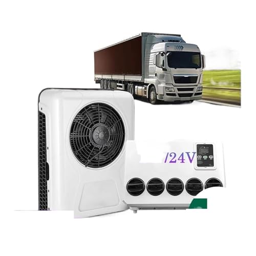 Climatiseur de stationnement électrique split 12000 BTU, système de climatisation 12 V/24 V for bus, camionnette, tracteur et camion Multi-Protection(12V White)