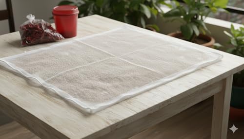 Image of YAWEH Thin Cotton Reusable Papad,Vadagam, Spices, Millets Drying Cloth with Net and Zip Size: (29 X 36 Inches) Suitable for Both Indoor and Outdoor