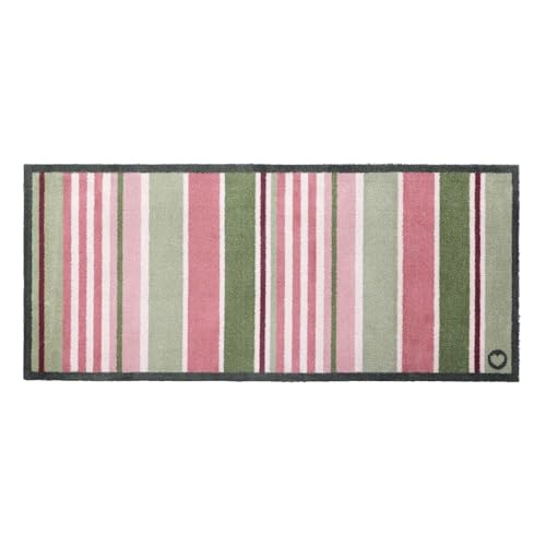 Image of HUG RUG Washable Dirt Trapper Door Mat Kitchen Hallway Doorway, Made in the UK, Country Rose Stripe 65x150cm