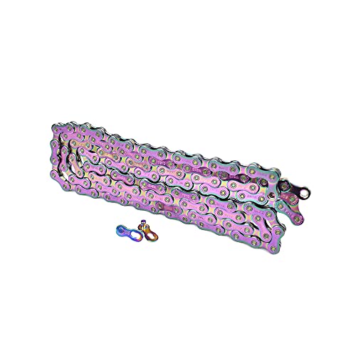 Vg Sports 6/7/8/9/10/11 Speed Bike Chain,Half/Full Hollow Lightweight Bicycle Chain For Road Bike Mtb, Rainbow, 116 Links With Missing Link #TOP2