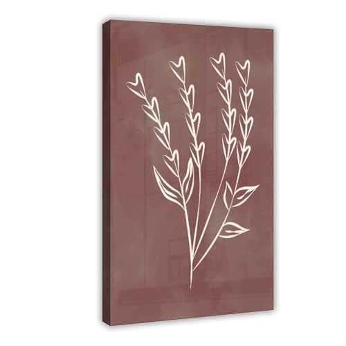 Poster minimaliste marron floral lot de 3 affiches sur toile 20x30 cm