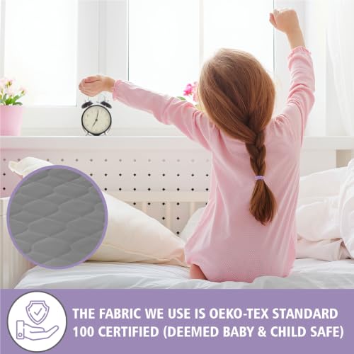 Image of Lynmark Toddler Potty Training Bed Pads - Double, 1 Pk Grey 53x33 | Waterproof Bedwetting Pee Protector Mat for Kids, Non-Slip Reusable & Washable Incontinence Mattress Sheet Absorbs Up to 1.8L