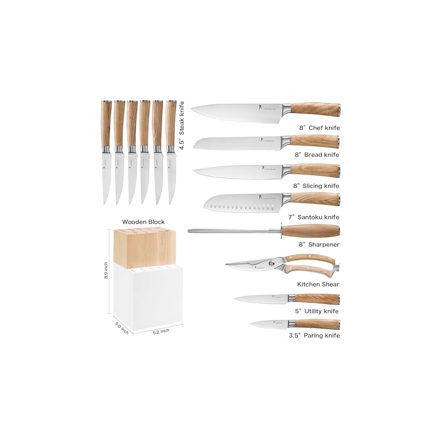 Natura-Series-15-PCS-Knife-Block-Set-Ultra-Sharp-High-Carbon-Stainless-Steel-with-Wooden-Handle Kangdelun Natura Series 15 PCS Knife Block Set, Ultra Sharp High Carbon Stainless Steel with Wooden Handle