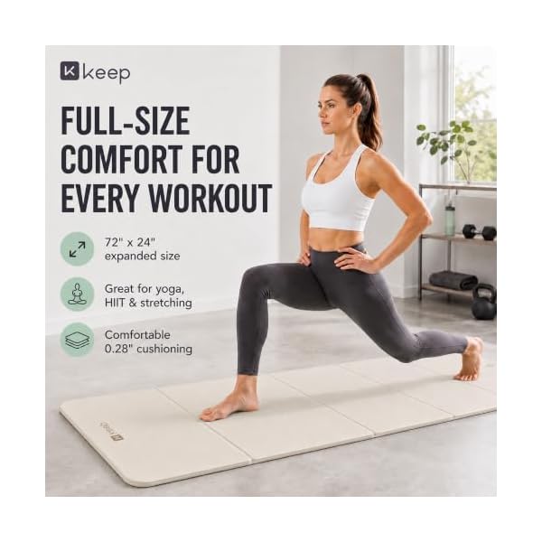 KEEP Foldable Yoga Mat, 7mm Thick TPE Non-Slip Fitness Mat for Home Gym - Image 2
