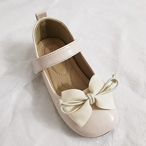 Children Pearl Leather Shoes Fashion Single Shoes with Soft Soles Black Small Leather Shoes Mary Jane Girls Shoes Size 4 (Beige, 9-9.5 Years Big Kids)3