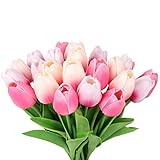 IPOPU Tulips Artificial Flowers 24pcs Multi Pink Flowers Artificial for Decoration Fake Tulips Fake Pink Flowers Floral Arrangements Faux Tulips for Table Home Wedding Centerpieces Decor (Multi Pink)