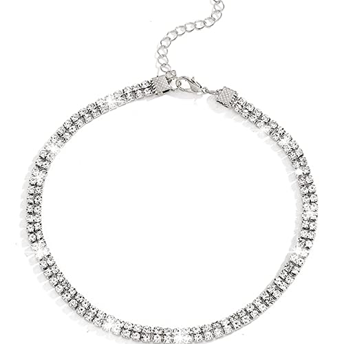 Atentuyi Strass Halsketten Silber Choker Halskette Kette Bling Bling Kurze Halskette Schmuck Für Frauen Und Mädchen Cover