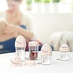 Gulicola Bouteille pour bébés en verre naturel pour l'allaitement maternel, ensemble de bouteille anti-colique pour nouveau-né avec tétons à débit lent, 0-3 mois, 5 oz, paquet de 2 - blanc