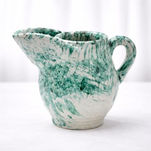 Brocca in Terracotta Gocciolata Verde Ramina con Beccuccio – Artigianato Made in Italy Dimensione 19x19 2801251510