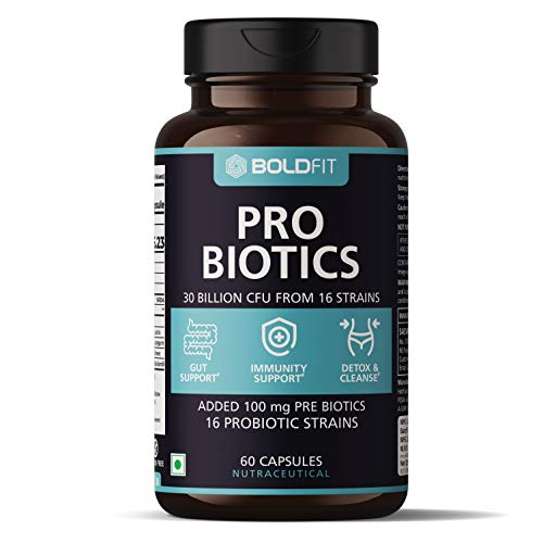 Boldfit Probiotics Supplement 30 Billion CFU for men and women, 16 Strains with Prebiotics – 60 Veg Capsules Boldfit Probiotics Supplement 30 Billion CFU for men and women, 16 Strains with Prebiotics – 60 Veg Capsules