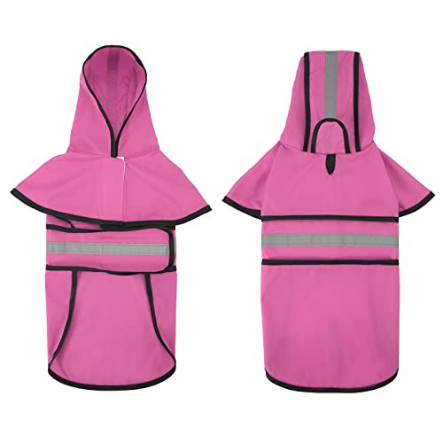 image for HDE Dog Raincoat Jacket Reflective Adjustable Hooded Pet Poncho Rain C