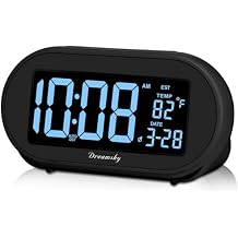 DreamSky Alarm Clocks for Bedrooms, Auto Set Digital Desk Clock for Bedside Nightstand, Electric Clock with Dimmable Brightness Dimmer, Auto DST, USB Port, Date, Temperature, Snooze